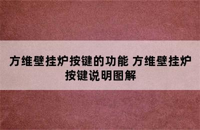 方维壁挂炉按键的功能 方维壁挂炉按键说明图解